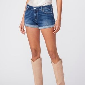 Paige "Jimmy Jimmy" Cuffed Blue Denim Short Lakeland Distressed | Womens Size 27